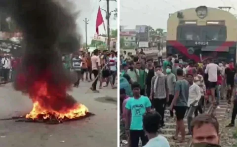 अग्निपथ स्कीम के विरोध में जहानाबाद में NH-83 और NH-110 जाम कर आगजनी बिहार से गुरुग्राम तक बवाल सड़क पर उतरे छात्र रेल ट्रैक किया जाम