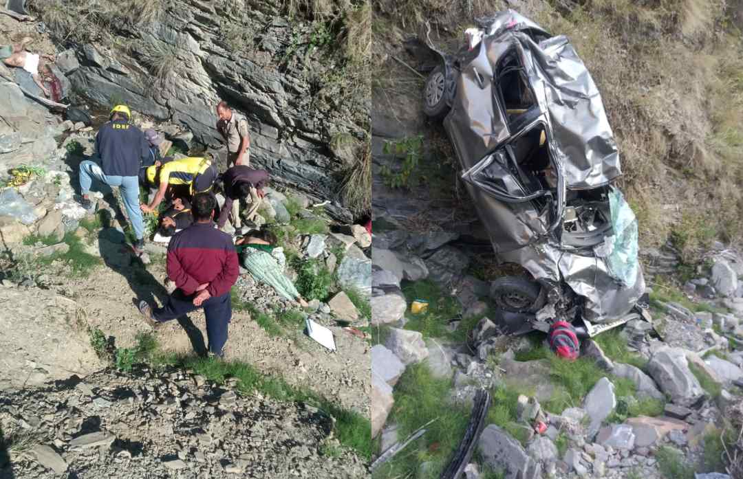 कालसी सहिया मोटर मार्ग पर एक कार खाई में गिरी तीन की मौके पर मौत,एक घायल