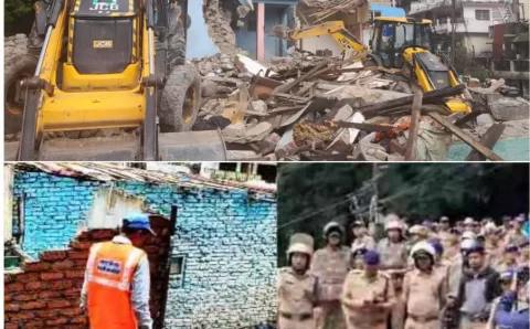 एक ही रात में बेघर होने का ग़म, हाथों में सामान आंखें नम>VIDEO
